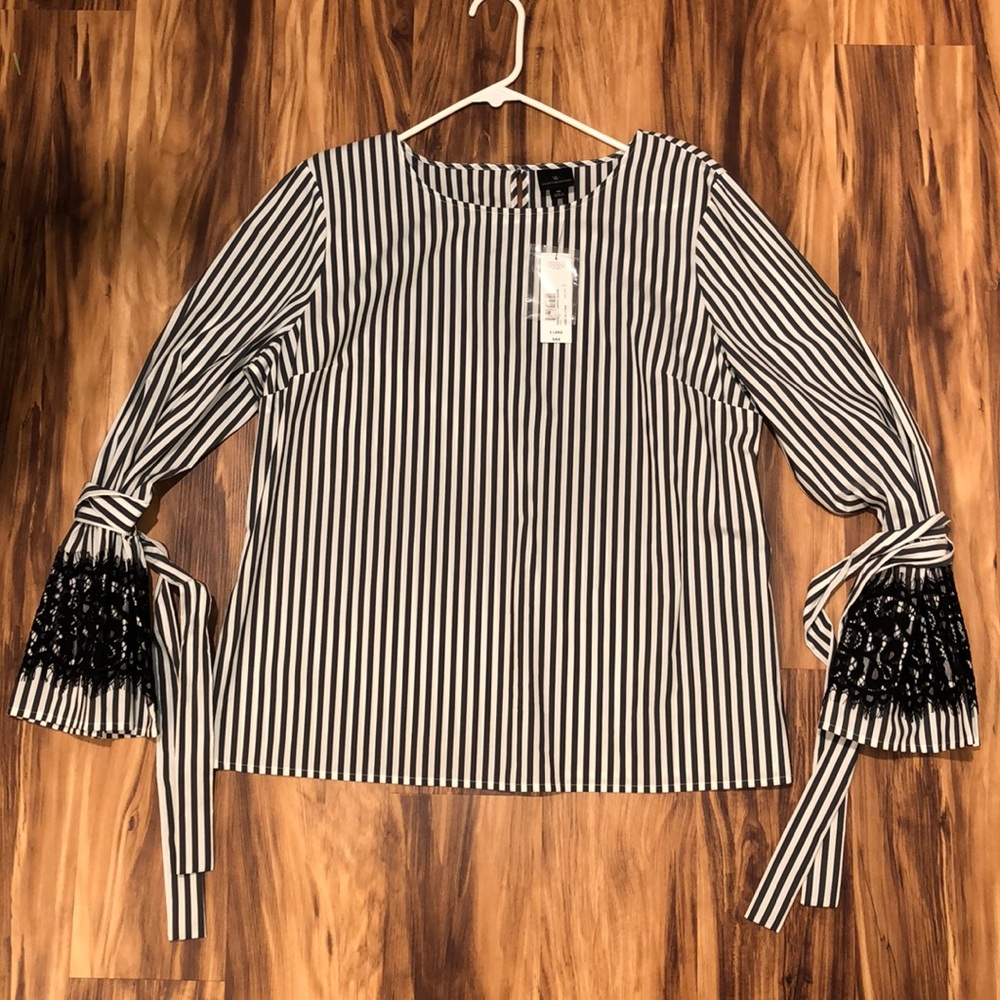 Flared Lace Charcoal Stripe Dress ShirtNEVER WORN*